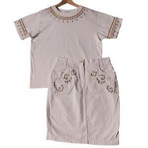 Mondi Skirt And Top 2 Piece Size 44 Embroidered Bling Fashion Awesome- Imperfect